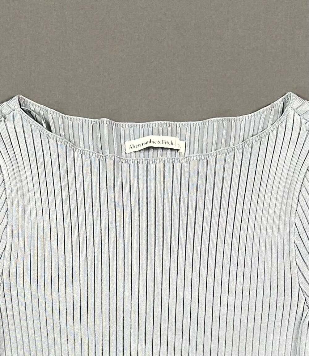Abercrombie & Fitch Women's Gray Ribbed Knit Long Sleeve Boatneck Top Size M